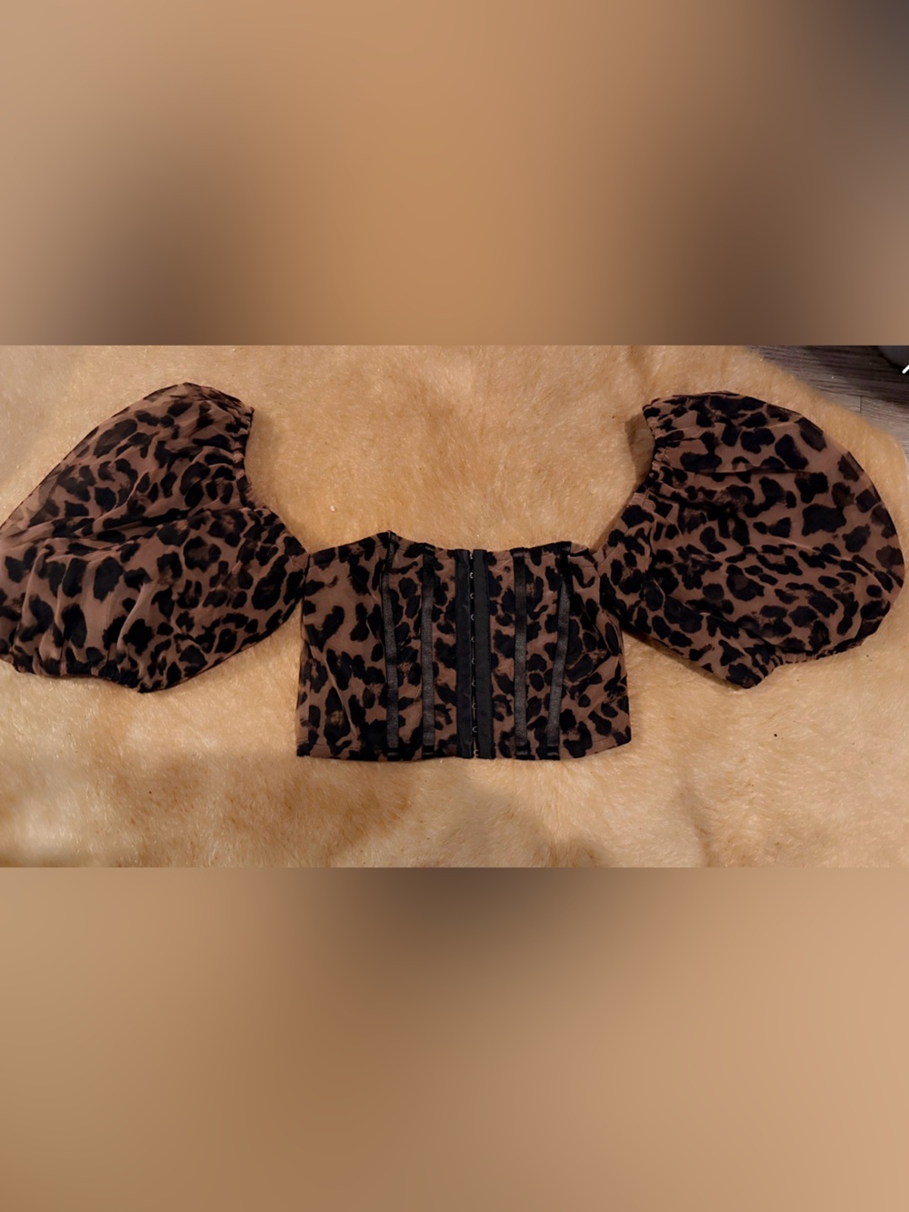 AKIRA Leopard Print Two-Piece Bustier Top Set - Brown & Black